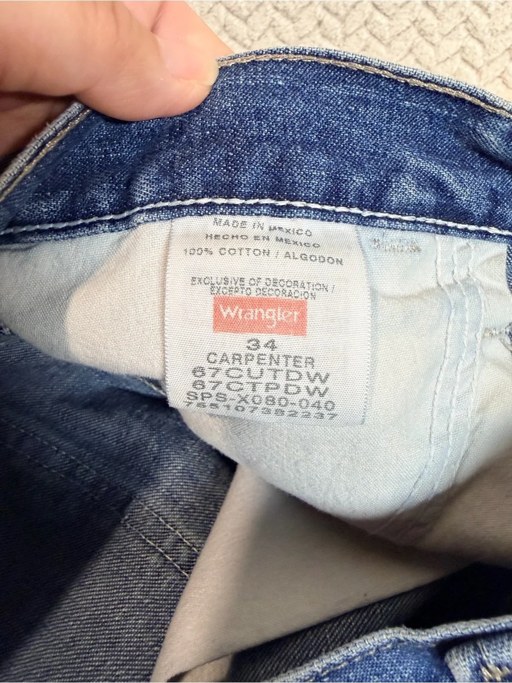 Vintage Mens 34 Wrangler Originals Denim Carpenter Shorts Utility Y2K Jorts